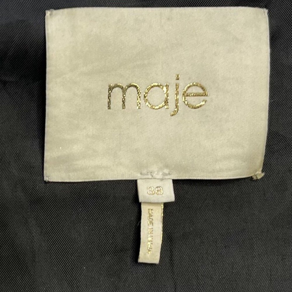 Maje Biker Moto Zip Jacket Black Lamb Leather Size 38 - Picture 14 of 16